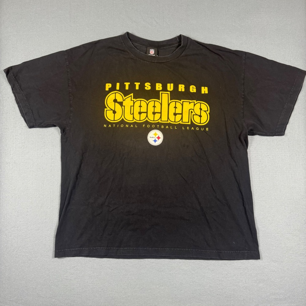NFL Team Pittsburgh Steelers Graphic T-Shirt Mens‎ 2XL Charcoal Grey Cotton Tee
